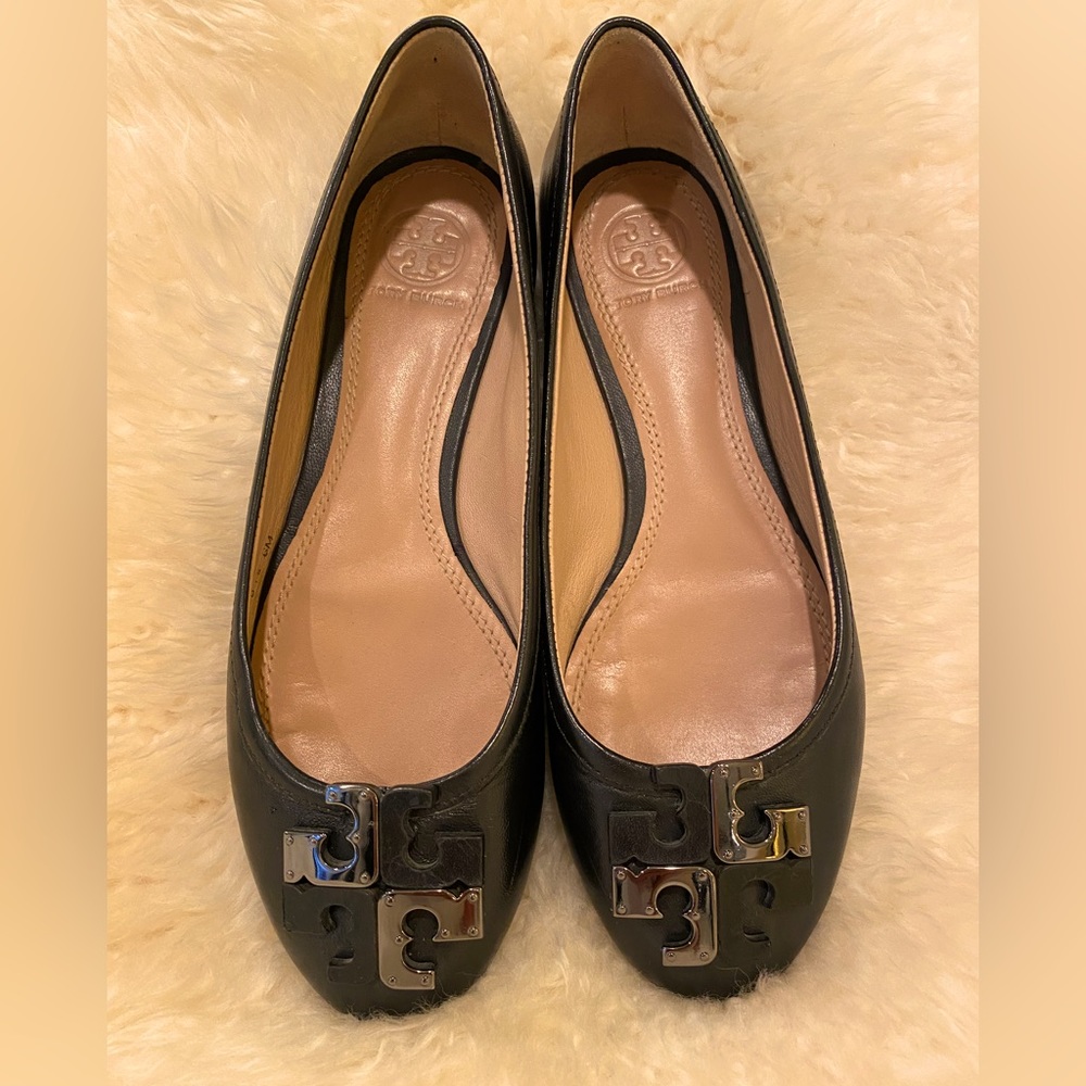 Tory Burch Lowell Black Leather Ballet Flat Size 6